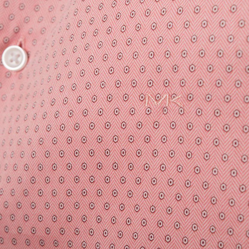 camisa michael kors rosa estampada logo bordado