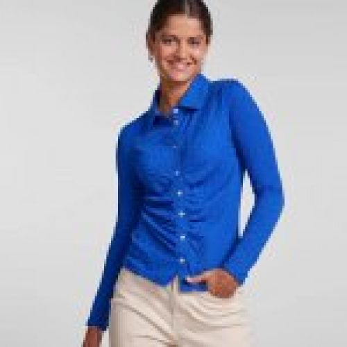 Camisa mujer azul entallada