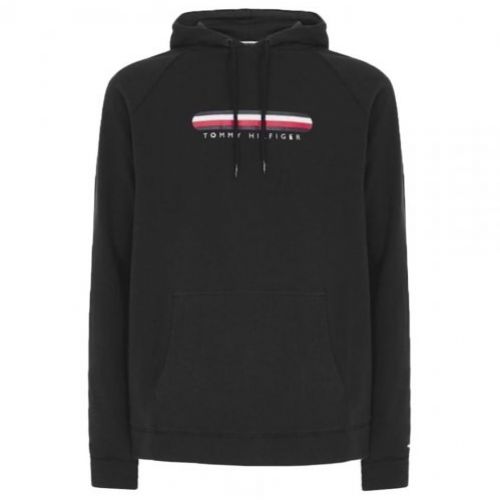 sudadera tommy capucha logo front negra wb